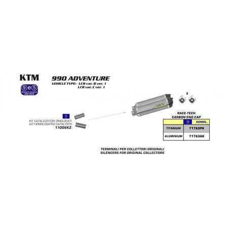 Układ Wydechowy ARROW KTM 990 Adventure 08/12 Race-Tech Aluminium