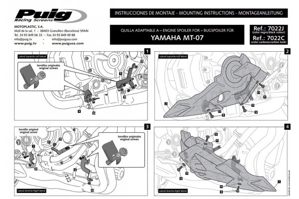 Spoiler silnika PUIG do Yamaha MT-07 (carbon)