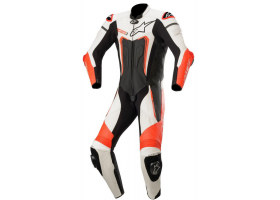 Kombinezon skórzany Alpinestars Motegi V3 Leather 1-Piece Suit Black/White/Red Fluo