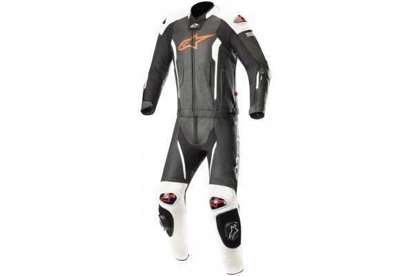 Kombinezon MISSILE LEATHER SUIT TECH AIR BAG COMPATIBLE Black/White/fluo/yellow