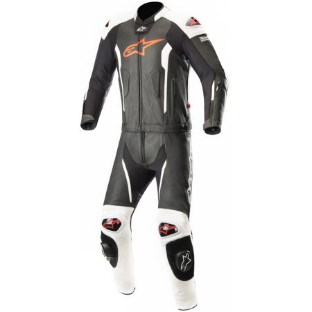 Kombinezon MISSILE LEATHER SUIT TECH AIR BAG COMPATIBLE Black/White/fluo/yellow