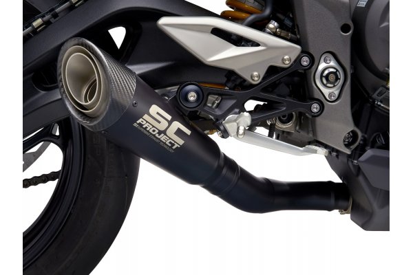 Układ wydechowy SC-PROJECT S1 TYTAN CZARNY SLIP-ON TRIUMPH STREET TRIPLE 765 S / R / RS 2020 - 2021