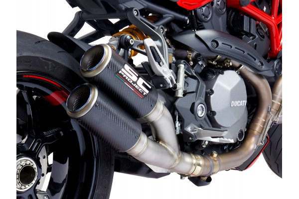 Układ wydechowy SC-PROJECT TWIN CR-T KARBON SLIP-ON DUCATI MONSTER 1200 / S / R 2017 - 2021